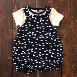 Janie and jack whale overall set